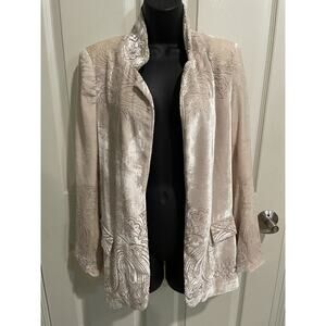 Zara Basics Velvet Cardigan Ecru With Design M Pretty (H)